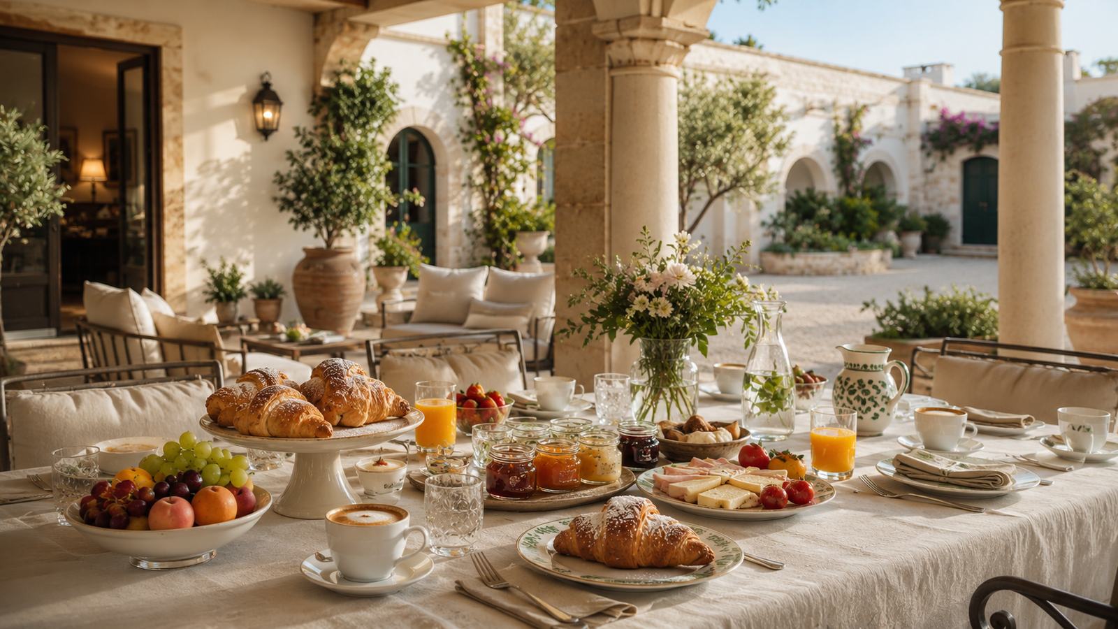 Tavolo della colazione nella luce del mattino